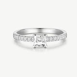 "Radiant Muse" Princess Cut Diamond Engagement Promise Ring in Sterling Silver