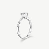 "Radiant Muse" Princess Cut Diamond Engagement Promise Ring in Sterling Silver
