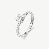 "Radiant Muse" Princess Cut Diamond Engagement Promise Ring in Sterling Silver