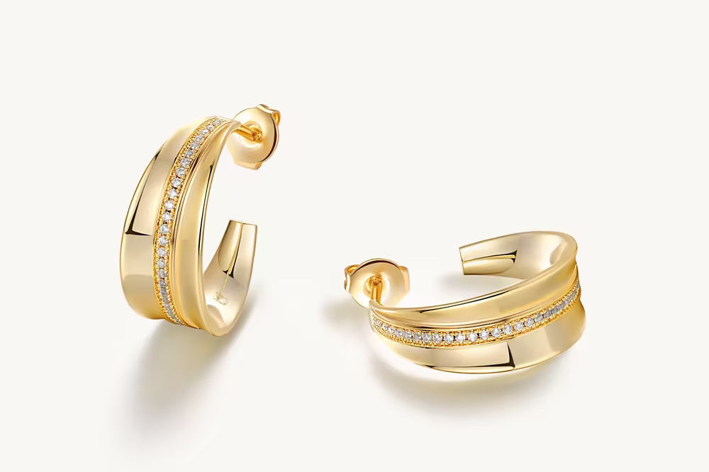 Radiance Post Hoop Earrings For Women Image丨Agvana Jewelry