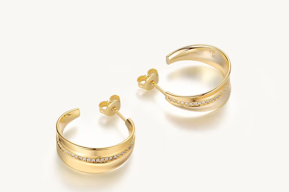 Radiance Post Hoop Earrings For Women Image丨Agvana Jewelry