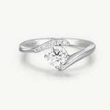 "Radiant Embrace" Ribbon Design Engagement Promise Ring in Sterling Silver