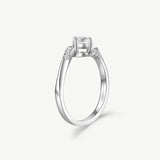 "Radiant Embrace" Ribbon Design Engagement Promise Ring in Sterling Silver