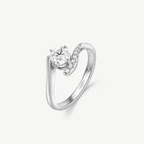 "Radiant Embrace" Ribbon Design Engagement Promise Ring in Sterling Silver