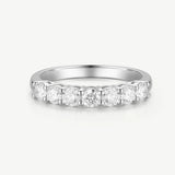 Round Cut Half Coverage Eternity Wedding Band Ring in Sterling Silver