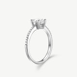 "Vows in Brilliance" Side Stone Engagement Promise Ring in Sterling Silver