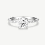 "Vows in Brilliance" Side Stone Engagement Promise Ring in Sterling Silver
