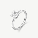 "Vows in Brilliance" Side Stone Engagement Promise Ring in Sterling Silver