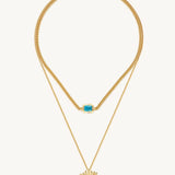 Sun Flower Two Layer Chain Necklace For Women Image丨Agvana Jewelry