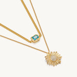 Sun Flower Two Layer Chain Necklace For Women Image丨Agvana Jewelry