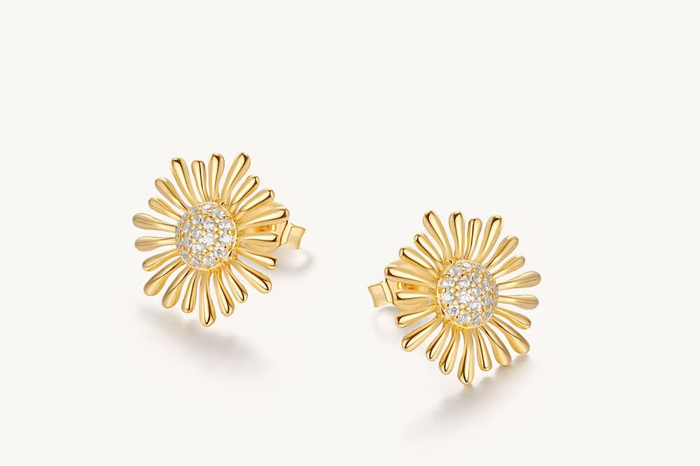 Sunflower Stud Earrings For Women Image丨Agvana Jewelry