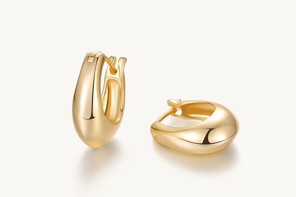 Teardrop Dome Chunky Hoop Earrings For Women Image丨Agvana Jewelry