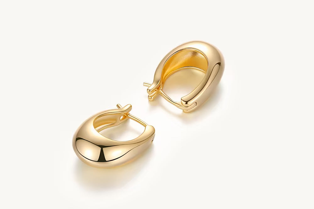Teardrop Dome Chunky Hoop Earrings For Women Image丨Agvana Jewelry
