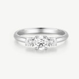 Three Stone Diamond Engagement Promise Ring in Sterling Silver