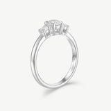 Three Stone Diamond Engagement Promise Ring in Sterling Silver
