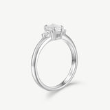 Three Stone Emerald Cut Diamond Engagement Promise Ring in Sterling Silver