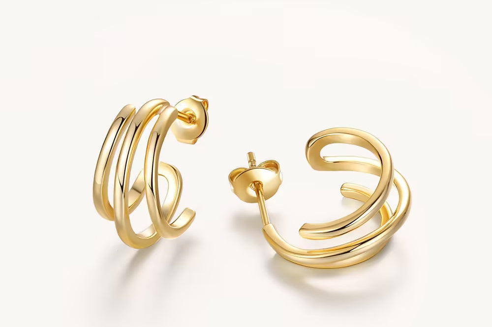 Triple Claw Hoop Earrings For Women Image丨Agvana Jewelry