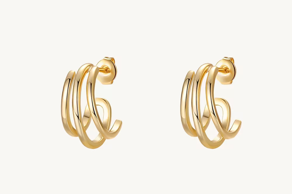 Triple Claw Hoop Earrings For Women Image丨Agvana Jewelry
