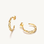 Twist Gold Hoop Earrings For Women Image丨Agvana Jewelry