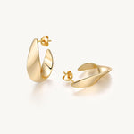 Twisted Oval Sculptural Hoop Earrings For Women Image丨Agvana Jewelry