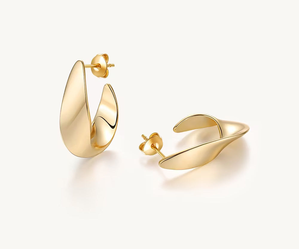 Twisted Oval Sculptural Hoop Earrings For Women Image丨Agvana Jewelry