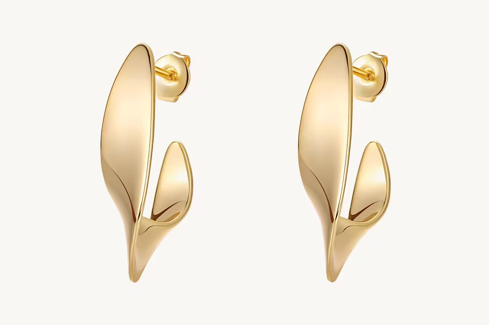 Twisted Oval Sculptural Hoop Earrings For Women Image丨Agvana Jewelry