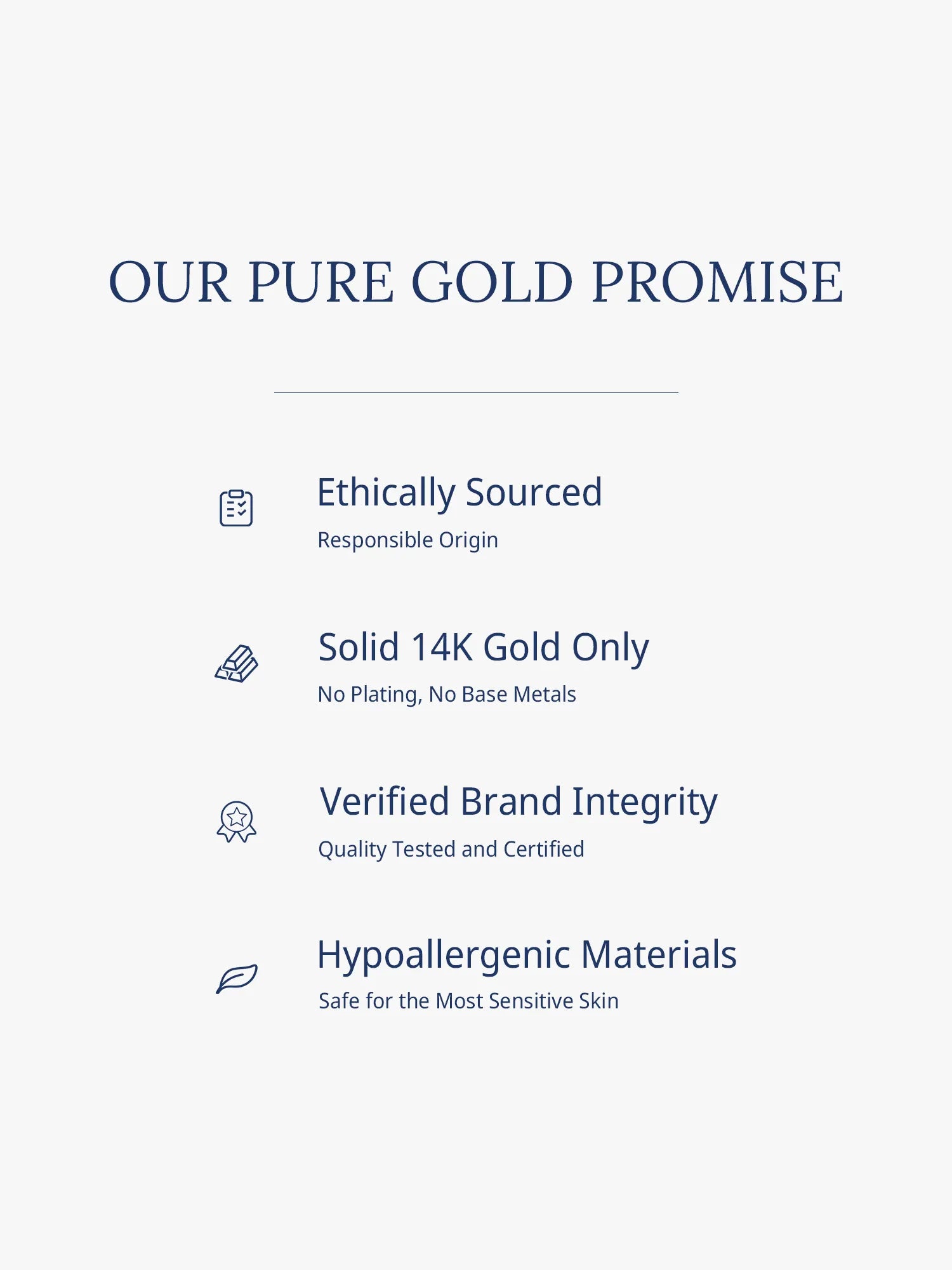 Agvana's 'Our Pure Gold Promise' certifying high-quality 14K solid gold jewelry