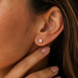 "Crown of Light" Princess Cut Lab Grown Diamond Stud Earrings in 14K Solid Gold