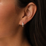 "Radiance Embraced" Pave Diamond Fancy Cut Huggie Hoop Earrings in 14K Solid Gold