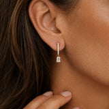 "Emerald Grace" Emerald Shaped Lab Grown Diamond Dangle Earrings in 14K Solid Gold