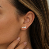 "Brilliant Curve" Classic Wave Lab Grown Diamond Stud Earrings in 14K Solid Gold