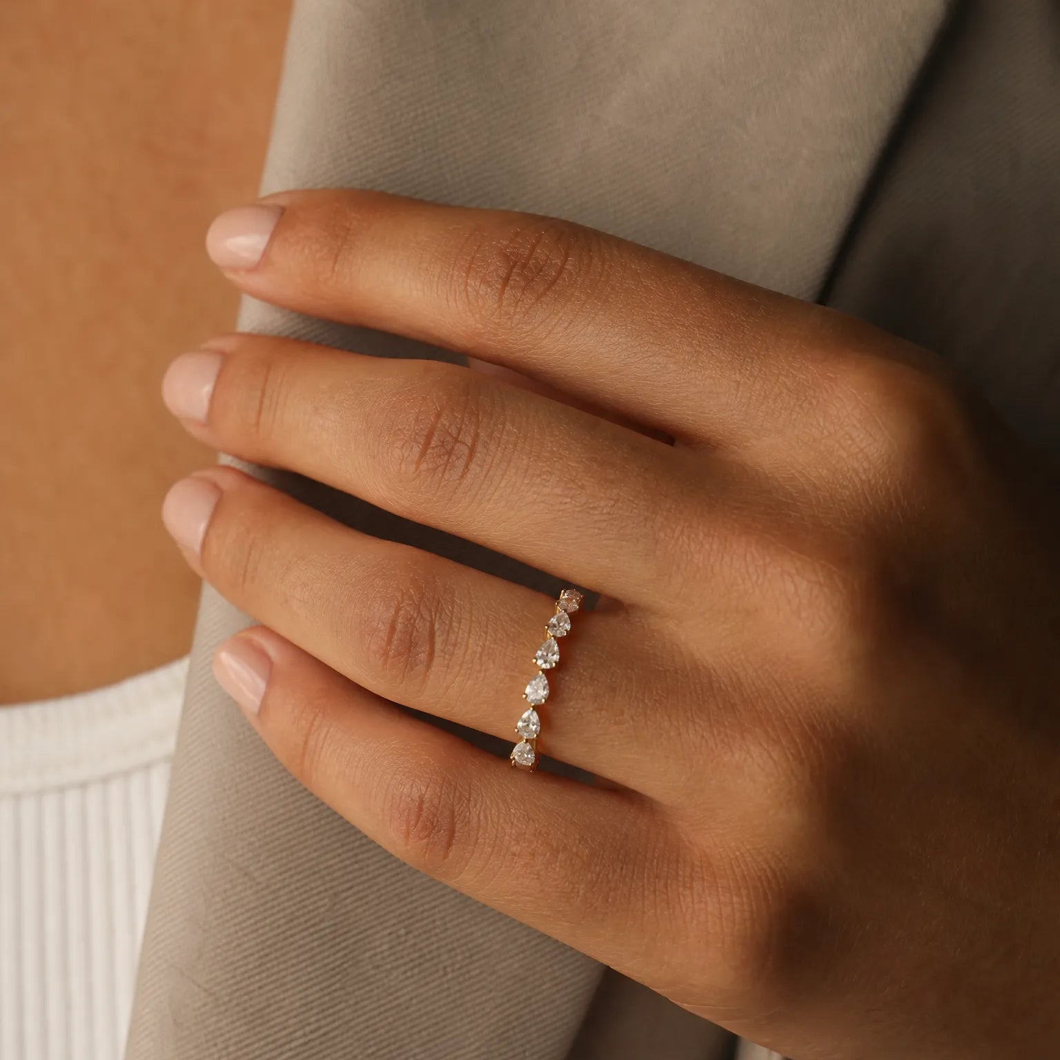 "Path of Evermore" Half Eternity Wedding Band Ring in 14K Yellow Gold