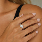 "Timeless Accord" Halo Pear Shape Diamond Engagement Ring in 14K Solid Gold