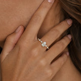"Aurora of Commitment" Pear Shape Diamond Engagement Ring in 14K Solid Gold