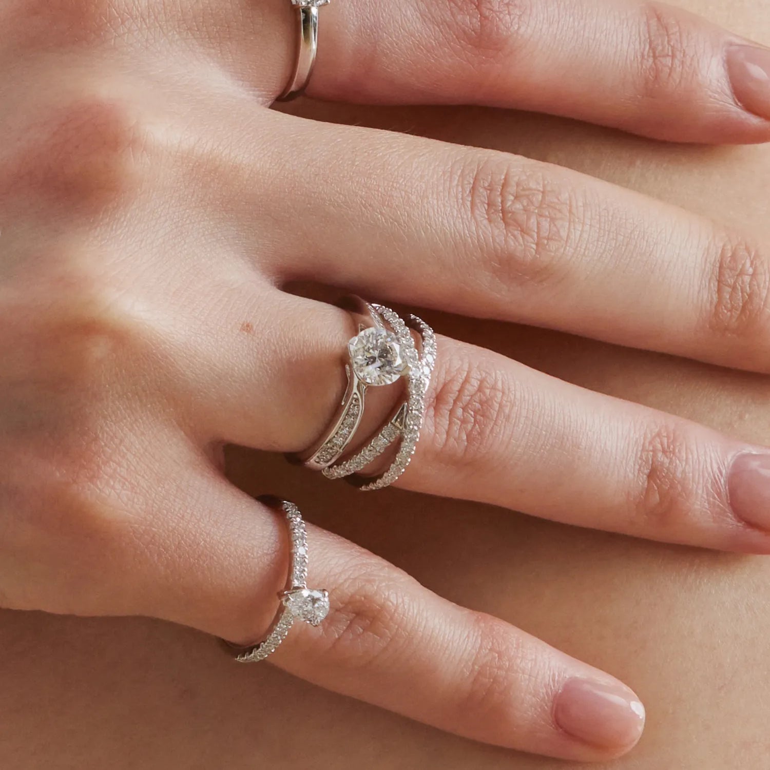 "Soulful Gleam" Engagement Promise Ring in Sterling Silver