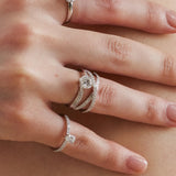 "Soulful Gleam" Engagement Promise Ring in Sterling Silver