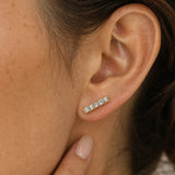 "Line of Brilliance" Pavé Bar Lab Grown Post Earrings in 14K Solid Gold