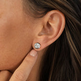 Classic Bezel Round Lab Grown Stud Earrings