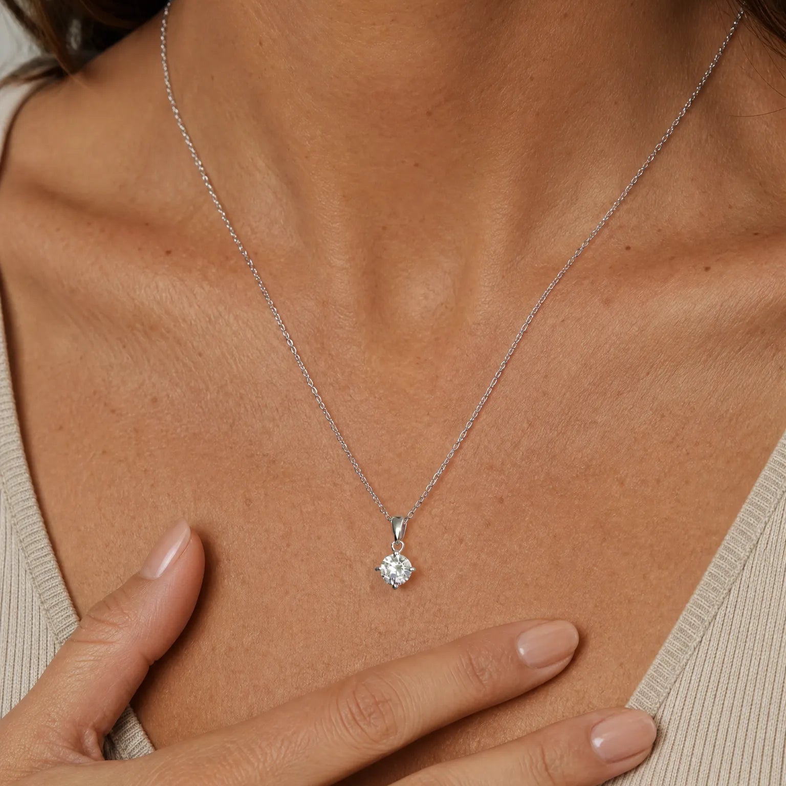 Solitaire Lab Grown Diamond Pendant Necklace