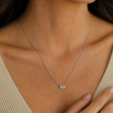 "Edge of Eternity" Emerald Shape Lab Grown Diamond Solitaire Pendant Necklace