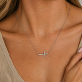 "Crossroads of Light" Sideway Cross Pendant Necklace