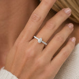 "Radiant Muse" Pear-Cut Diamond Engagement Promise Ring in Sterling Silver