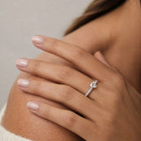 "Radiant Muse" Heart-Cut Diamond Engagement Promise Ring in Sterling Silver
