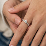 "Radiant Muse" Emerald-Cut Diamond Engagement Promise Ring in Sterling Silver