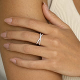 Criss Cross Lab Grown Diamond Wedding Band Ring in Sterling Silver