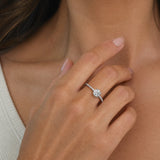 "Vows in Brilliance" Side Stone Engagement Promise Ring in Sterling Silver