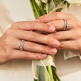 "Bloom of Brilliance" Diamond Wedding Band Statement Ring in 14K Solid Gold