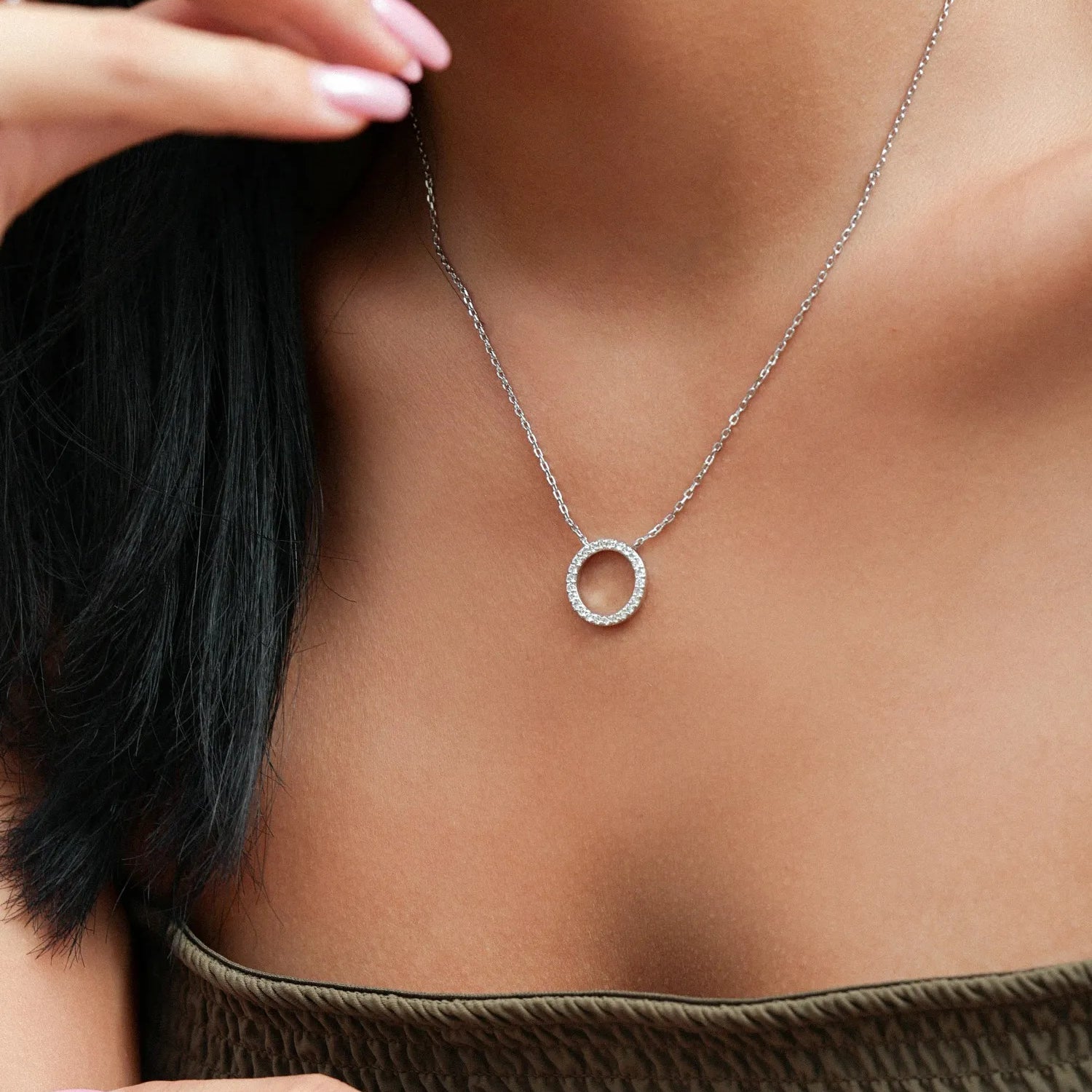 "Circle of Light" Round Pendant Paved With Lab Grown Diamonds Necklace