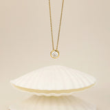 "Ray of Light" Bezel Setting Round Lab Grown Diamond Pendant Necklace in 14K Solid Gold