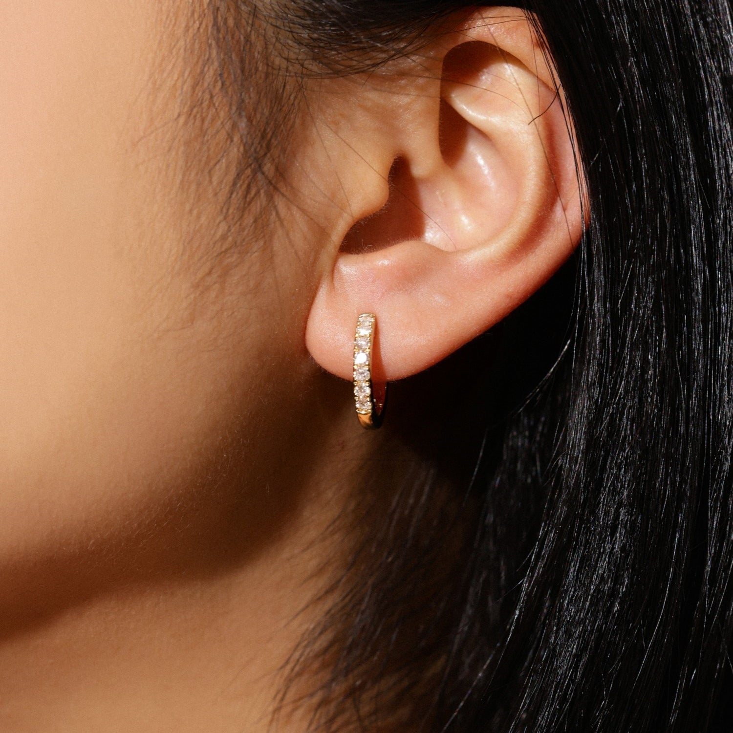 "Circle of Radiance" Lab Grown Diamond Hoop Earrings in 14K Yellow Gold